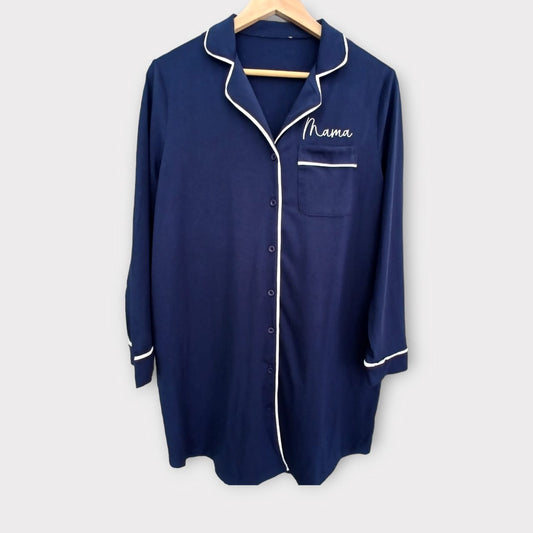 Navy Long Sleeve "Mama" Sleep Shirt