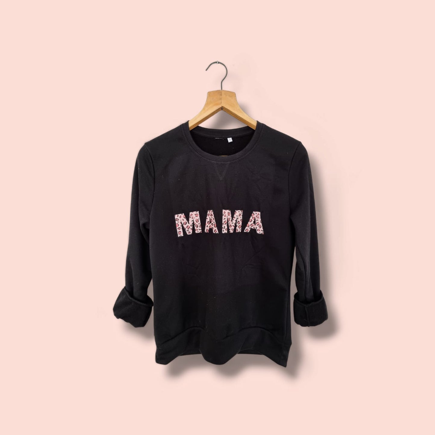 "Mama" Sweater Black (Leopard Print)