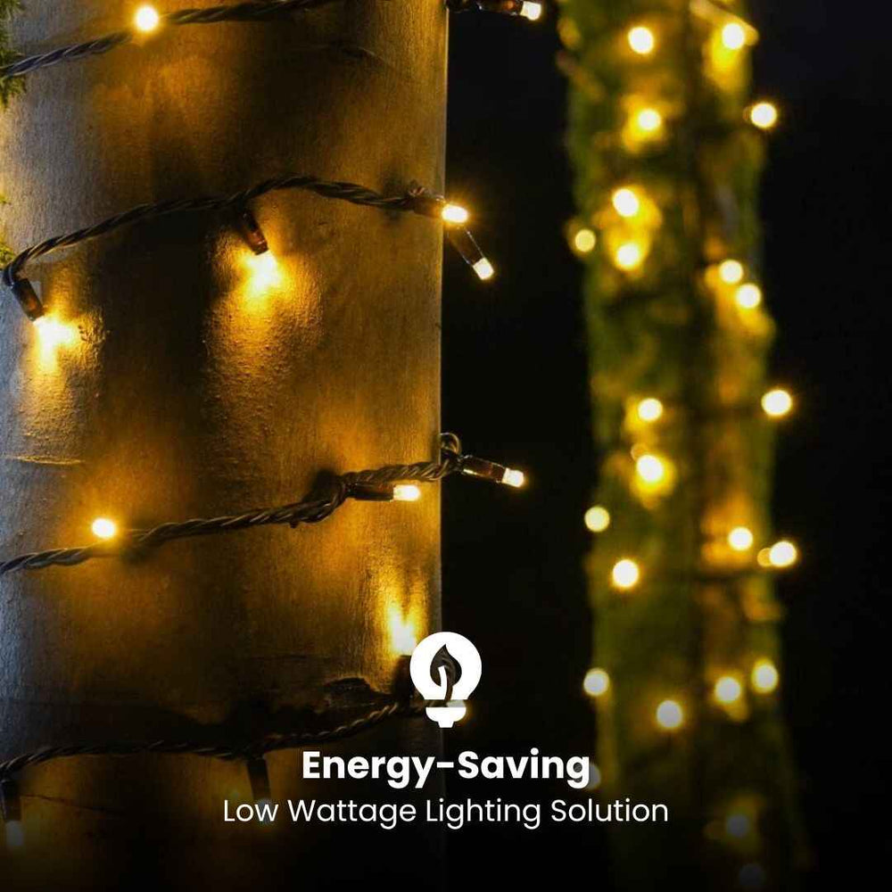 Outdoor Heavy Duty Fairy Lights 10m Warm White - Black String